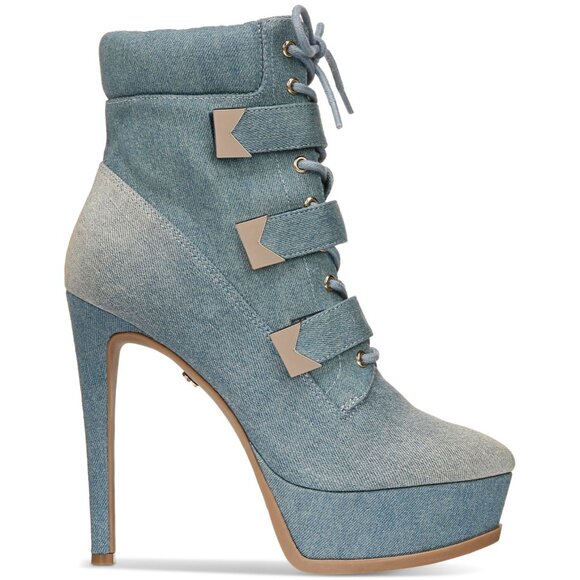 Thalia Sodi Womens Denim Pointed Toe Booties - Picture 2 of 4